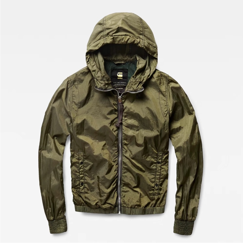 G star Raw Aeronotic Meefic Hooded Overshirt Womens Large Green Lightweight $190